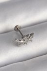 316L Çelik Gümüş Renk Dal Model Zirkon Taş Detaylı Tragus Piercing 5886
