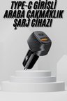 Araç İçi Şarj Cihazı 38W Güç Kapasiteli Type-C Girişli Araba Çakmaklık