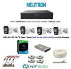 Neutron 2mp 4 kameralı Gece Renkli Sesli Dış ortam AHD Full Kamera Seti 4TB Disk NEU-AB120-28-CA
