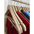 12 Adet Ahşap Askı Kıyafet ve Elbise Askısı Cilasız Yerli