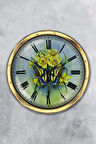 Hediyelik 40 Cm Gold Metal Kelebek Duvar Saati