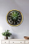 Hediyelik 40 Cm Gold Metal Yeşil Duvar Saati
