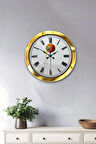 Hediyelik 36 Cm Gold Metal Portakal Duvar Saati