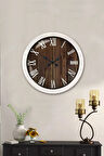 Hediyelik 36 Cm Beyaz Metal Wood Duvar Saati