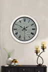 36 Cm Beyaz Metal Taş Görünümlü Duvar Saati