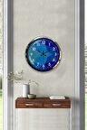 40 Cm Krom Metal Mavi Döşeme Duvar Saati