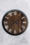 40 Cm Siyah Metal Wood Duvar Saati