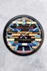 40 Cm Siyah Metal Wood Duvar Saati