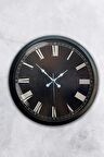 40 Cm Siyah Metal Siyah Romen Duvar Saati