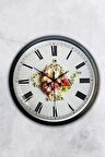 40 Cm Siyah Metal Papatya Duvar Saati