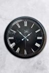 40 Cm Siyah Metal Mermer Desenli Duvar Saati