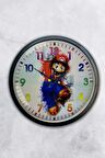 40 Cm Siyah Metal Mario Duvar Saati