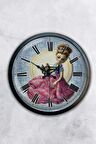 40 Cm Siyah Metal Kadın Duvar Saati