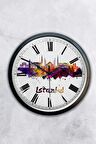 40 Cm Siyah Metal İstanbul Temalı Duvar Saati