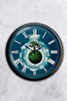 40 Cm Siyah Metal İklim Temalı Duvar Saati