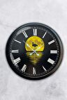 40 Cm Siyah Metal Gece Duvar Saati