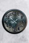 40 Cm Siyah Metal Cam Duvar Saati