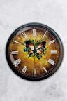 40 Cm Siyah Metal Butterfly Duvar Saati