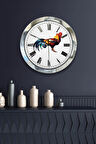 Hediyelik 36 Cm Krom Metal Horoz Duvar Saati