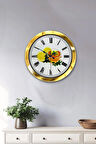 Hediyelik 36 Cm Gold Metal Limonlu Çay Duvar Saati