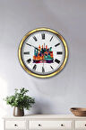 Hediyelik 40 Cm Gold Metal Spain Temalı Duvar Saati
