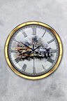 Hediyelik 40 Cm Gold Metal Istanbul Duvar Saati