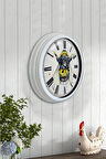 Hediyelik 40 Cm Beyaz Metal Sanatsal Duvar Saati