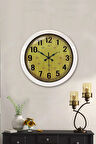 Hediyelik 36 Cm Beyaz Metal Sarı Duvar Saati