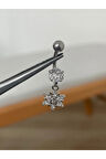 316 L Cerrahi Çelik Parlak Taşlı Çiçek Detaylı Gold Göbek Piercingi