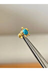 316L Cerrahi Çelik Firuze Taşı Detaylı Kaplumbağa Piercing Dudak Kıkırdak Helix Tragus Piercingi