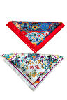 2 Li Saten Bandana Seti Saten Fular Saten Çanta Aksesuarı Özel Desen Bandana 45X50 Cm