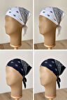 %100 Pamuklu Klasik Desen Unisex 4lü Bandana Seti Renkli Bandana Etnik Desenli A Kalite Bandana
