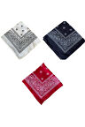 %100 Pamuklu Klasik Desen Unisex 3lü Bandana Seti Renkli Bandana Etnik Desenli A Kalite Bandana