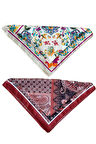 2 Li Saten Bandana Seti Saten Fular Saten Çanta Aksesuarı Özel Desen Bandana 45X50 Cm