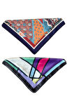 2 Li Saten Bandana Seti Saten Fular Saten Çanta Aksesuarı Özel Desen Bandana 45X50 Cm