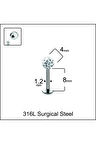 316 L Cerrahi Çelik Şambala Dudak Kıkırdak Helix Tragus Piercingi