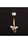Yüksek Kalite G23 Titanium Zirkon Taşlı Kelebek Titanyum Göbek Piercingi