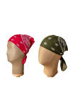 %100 Pamuklu Klasik Desen Unisex 2li Bandana Seti Renkli Bandana Etnik Desenli A Kalite Bandana