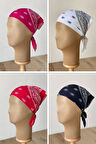 %100 Pamuklu Klasik Desen Unisex 4lü Bandana Seti Renkli Bandana Etnik Desenli A Kalite Bandana