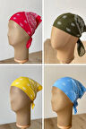 %100 Pamuklu Klasik Desen Unisex 4lü Bandana Seti Renkli Bandana Etnik Desenli A Kalite Bandana
