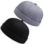 2 Li Set %100 Pamuk Cap Ayarlanabilir Docker Şapka Yazlık Takke Şapka Retro Şapka Takke Şapka