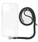 Samsung Galaxy A11 İp Askılı Şeffaf Silikon Kılıf Siyah