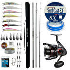 YekOutdoor Yüksek Performans Okuma Olta Seti Okuma Alijos Surf 435 cm 100+250 gr 3 Parça&Okuma Ceymar C-6000A Olta Makinesi