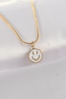 316L Çelik Zincir Gold Renk Mermer Desenli Minimal Smile Kolye