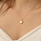 925 Ayar Gümüş Simli Mat Kalp Kolye