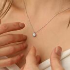 925 Ayar Gümüş Tırnaklı Montür Tektaş Kolye