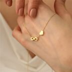 925 Ayar Gümüş Kalpli Sonsuzluk Kolye