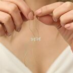 925 Ayar Gümüş Sallantılı Zincirli Kelebek Küpe