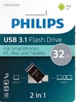 FM32DC152B/00 32Gb 2 IN 1 TYPE-C/USB 3.1 Siyah Gri USB Bellek