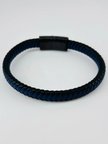 Siyah Deri / Çelik  Erkek Deri Bileklik 20 Cm  - Ebl0059